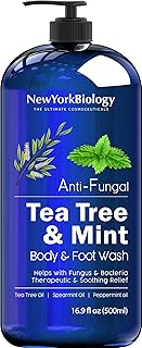 New York Biology Tea Tree Mint Body Wash for Men and Women – Moisturizing Body Wash Helps Fight Athletes Foot, Itchy Skin,...