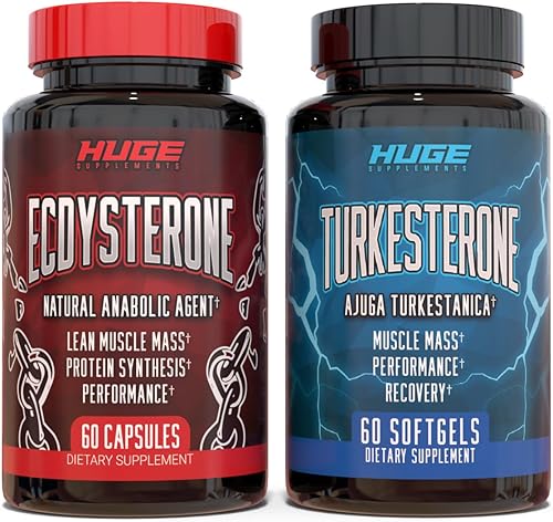 Huge Supplements Pila de turkesterona y ecdysterona, construye músculo y fuerza, tecnología de absorción mejorada (60 porciones)