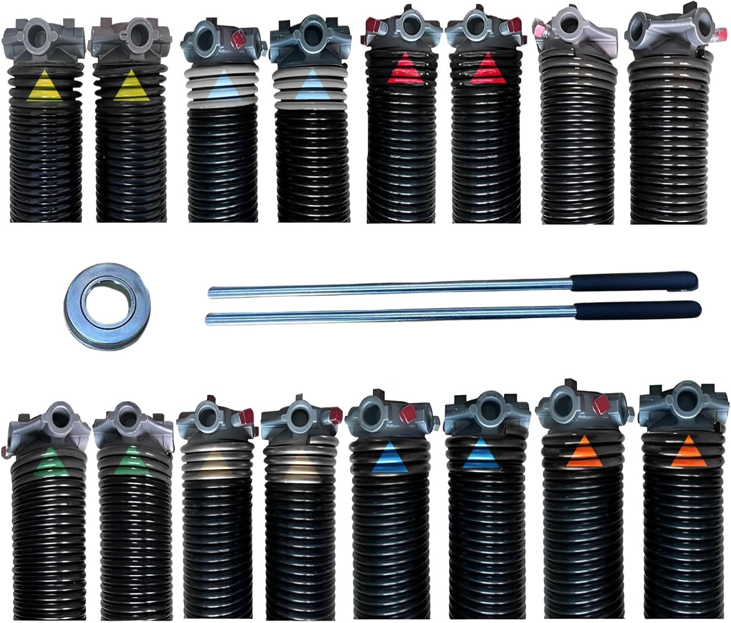 DiamondOne Pair of 2" Garage Door Springs Kit NonSlip Bars, Black