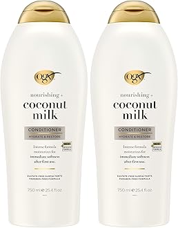 Nourishing + Coconut Milk Moisturizing Conditioner for Strong & Healthy Hair, with Coconut Milk, Coconut Oil & Egg White Protein, Paraben-Free, Sulfate-Free Surfactants, 25.4 fl oz (Pack of 2)