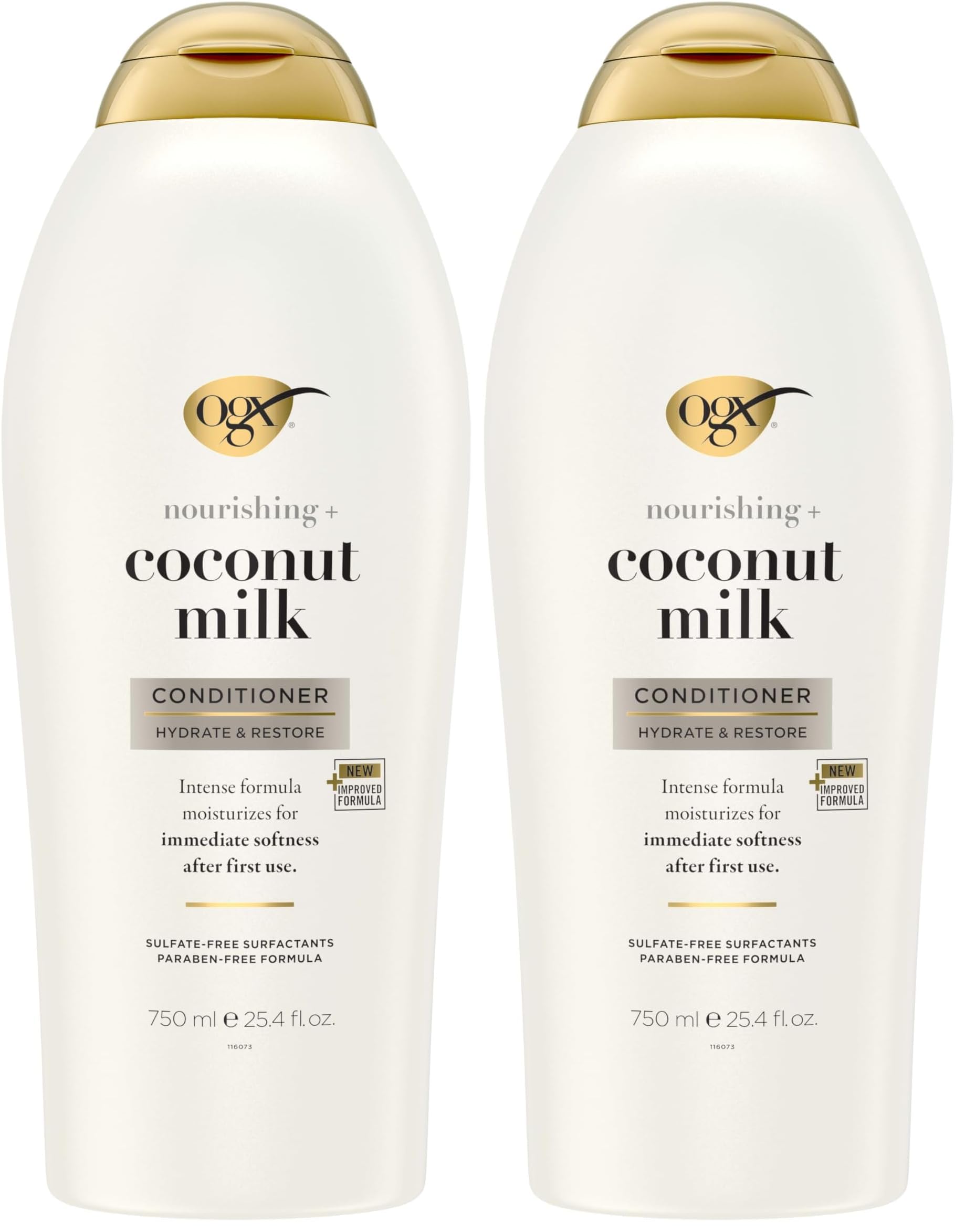 Nourishing + Coconut Milk Moisturizing Conditioner for Strong & Healthy Hair, with Coconut Milk, Coconut Oil & Egg White Protein, Paraben-Free, Sulfate-Free Surfactants, 25.4 fl oz (Pack of 2)