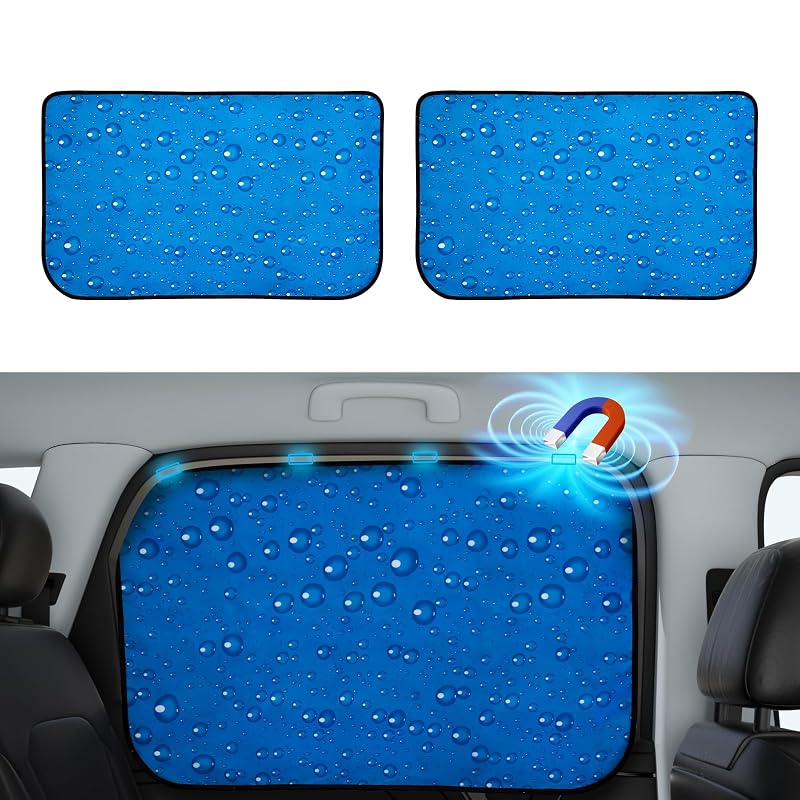 Protetor Solar Magnético para Janela Lateral Traseira aokway com Tela Respirável e Revestimento Refletivo Azul, 2 unidades