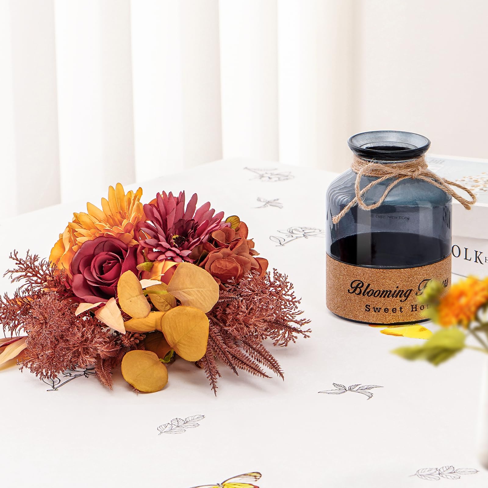 Fleurs Artificielles Tournesol Dans Vase - Arrangement Automne En Soie Pour Décoration Maison & Bureau