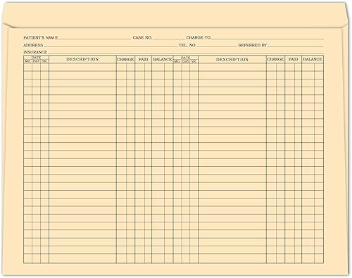Manila File Jacket - Carpetas de cuadros de 9-12 x 12 pulgadas, resistente, preimpresas para rastrear el progreso del paciente, fecha y hora de cita