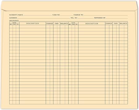Manila File Jacket 9-1/2 x 12 Chart Folders Heavy Duty - Preprinted to Track Patient Progress, Appointment Date/Time Pack of 50