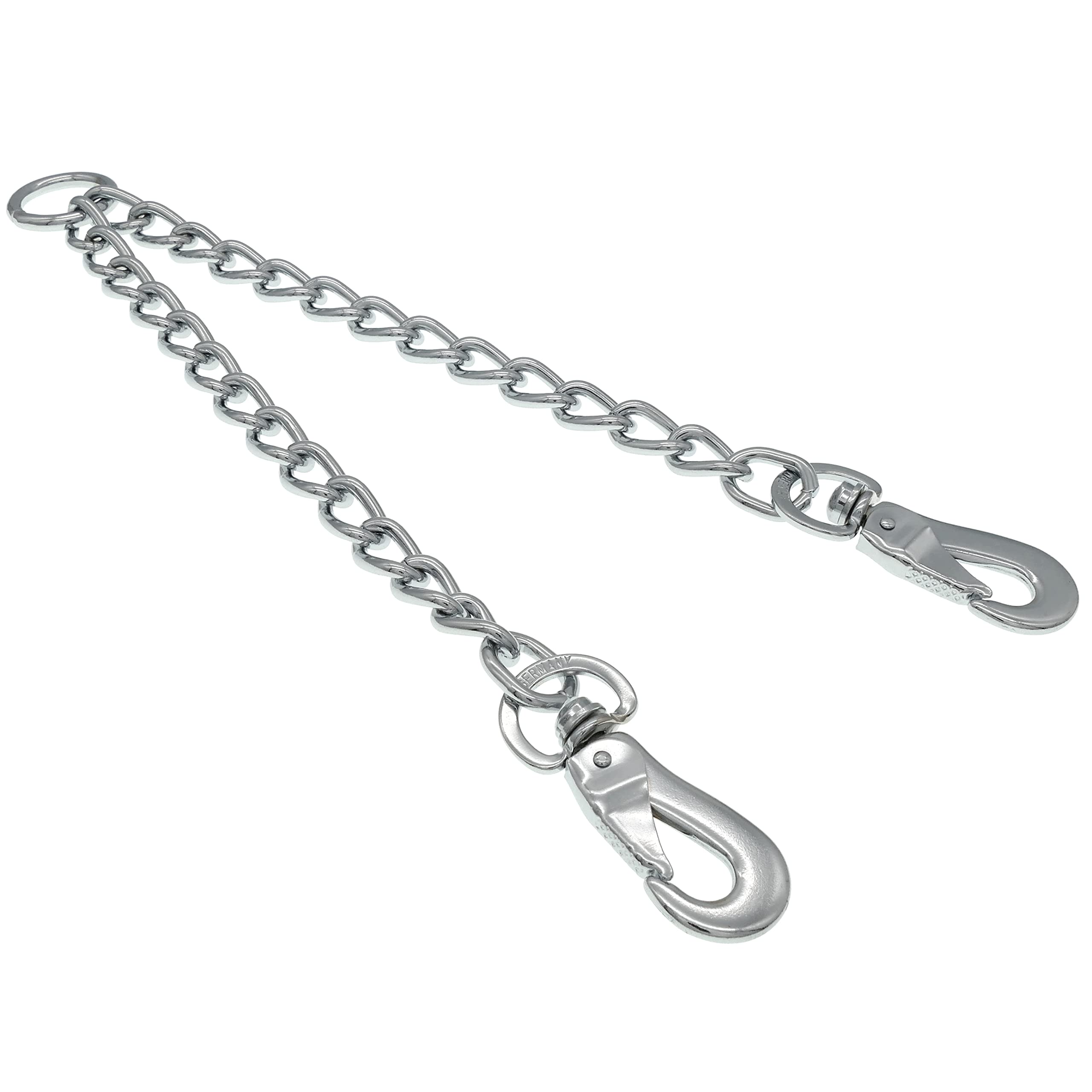 Herm Sprenger Cadena acopladora de dos correas de perro de acero cromado de 4 mm con gancho giratorio para perros medianos y grandes, sin enredos, accesorio de correa doble resistente fabricado en
