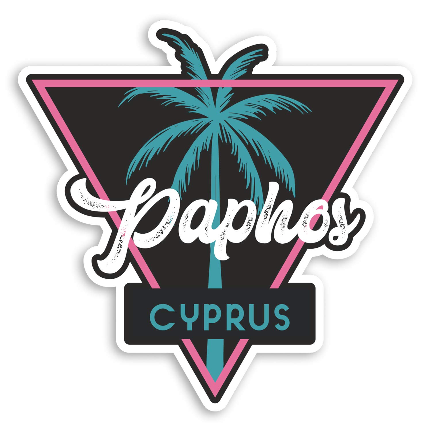Destination Vinyl Ltd Multi 2 X 10Cm Paphos Cyprus Vinyl Stickers - Party Travel Luggage Sticker #30777 (10Cm Wide)