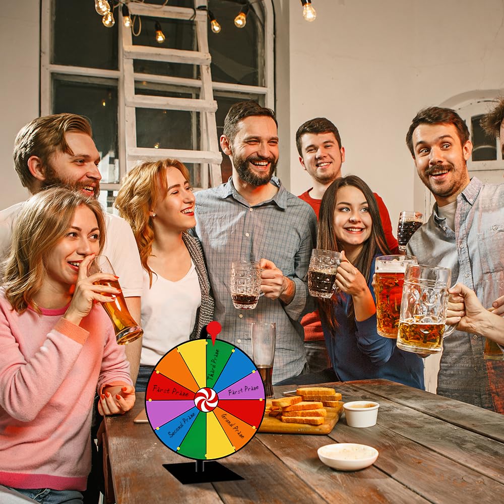 Glücksrad zum Drehen, 30cm Tisch-Roulette-Spinner, 12 Slots Gluecksrad Gluecksrad mit Non-Slip Feet, Wiederverwendbar Glücksrad zum Selbstgestalten für Lotteriespiele, Wortspiele, Party
