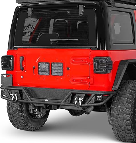 Miniatura 4 de Hooke Road JL Parachoques trasero tubular para Jeep Wrangler JL 2018-2025 y Unlimited 24 puertas, parachoques Rock Crawler con anillos en D y