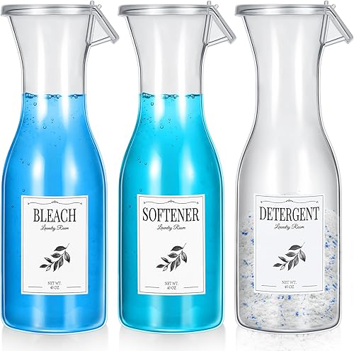 Layhit Dispensador de detergente para ropa de 40 onzas, dispensador de suavizante de tela, contenedor de detergente líquido para lavandería,