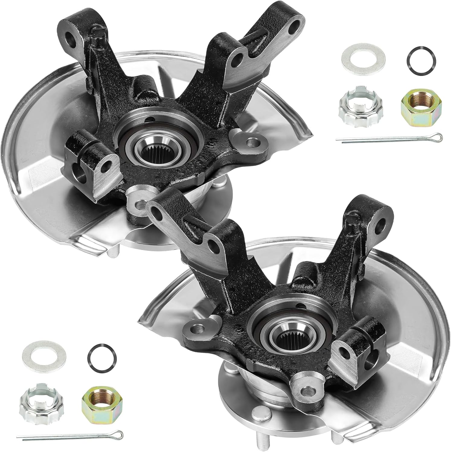 Front Steering Knuckles & Wheel Bearing Hub Assembly Driver and Passenger Side Fit for Jeep Patriot Compass 2007-2017, Fit for Dodge Caliber 2007-2012, 4WD AWD FWD, 5 Lugs Pair 2