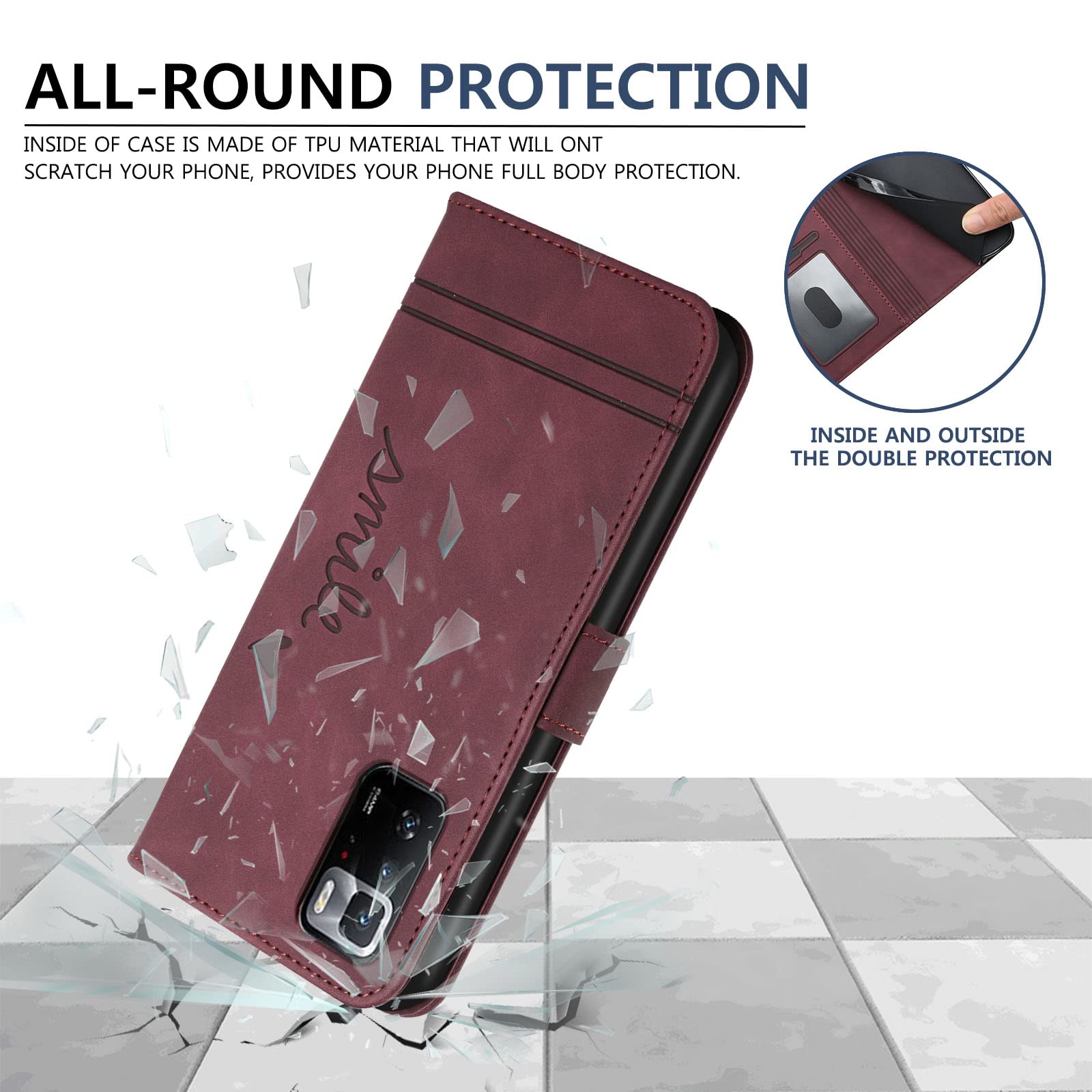 Custodia Portafoglio In Pelle Per Xiaomi Pocophone F1 – Flip Cover Con Slot Carte, Supporto E Protezione TPU
