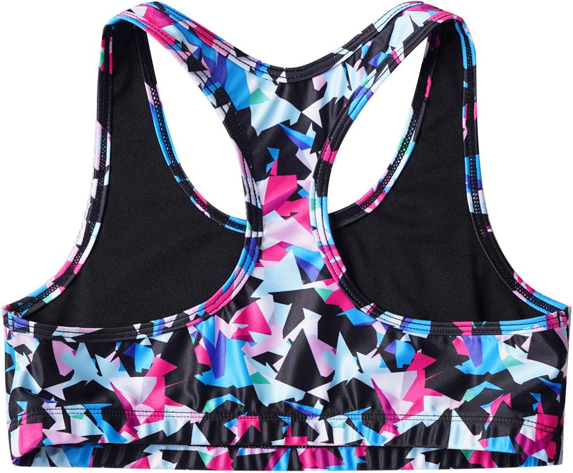 TTAO Kids Girls Printed Sleeveless Crop Top Racer Back Yoga Sports Bra for Dance Gymnastics Workout Sportwear
