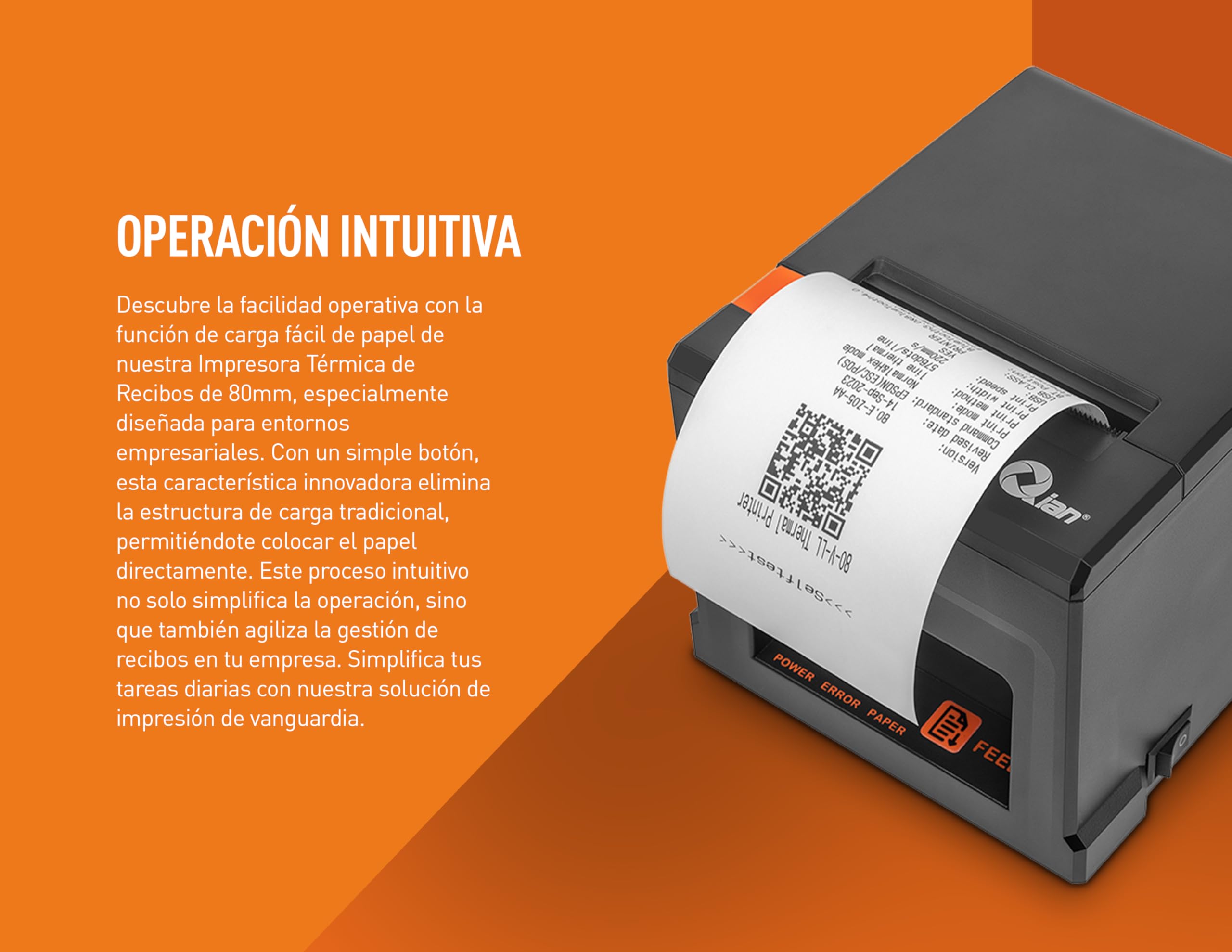 Stampante Termica per ricevute Qian Stampante POS da 80 mm Taglio Automatico ESC/POS | velocità 220 mm/s | Driver Windows, MacOS, Linux | Supporto a Parete | Connessione USB, LAN, Bluetooth
