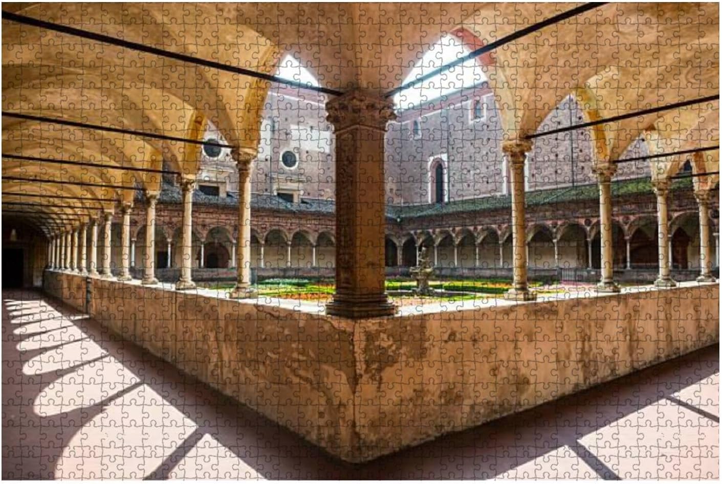 Certosa of Pavia cloister 1000 Piece Jigsaw Puzzle Game - Colorful Large Puzzles Artwork for Adults Teens Puzzle Game Toy Gift