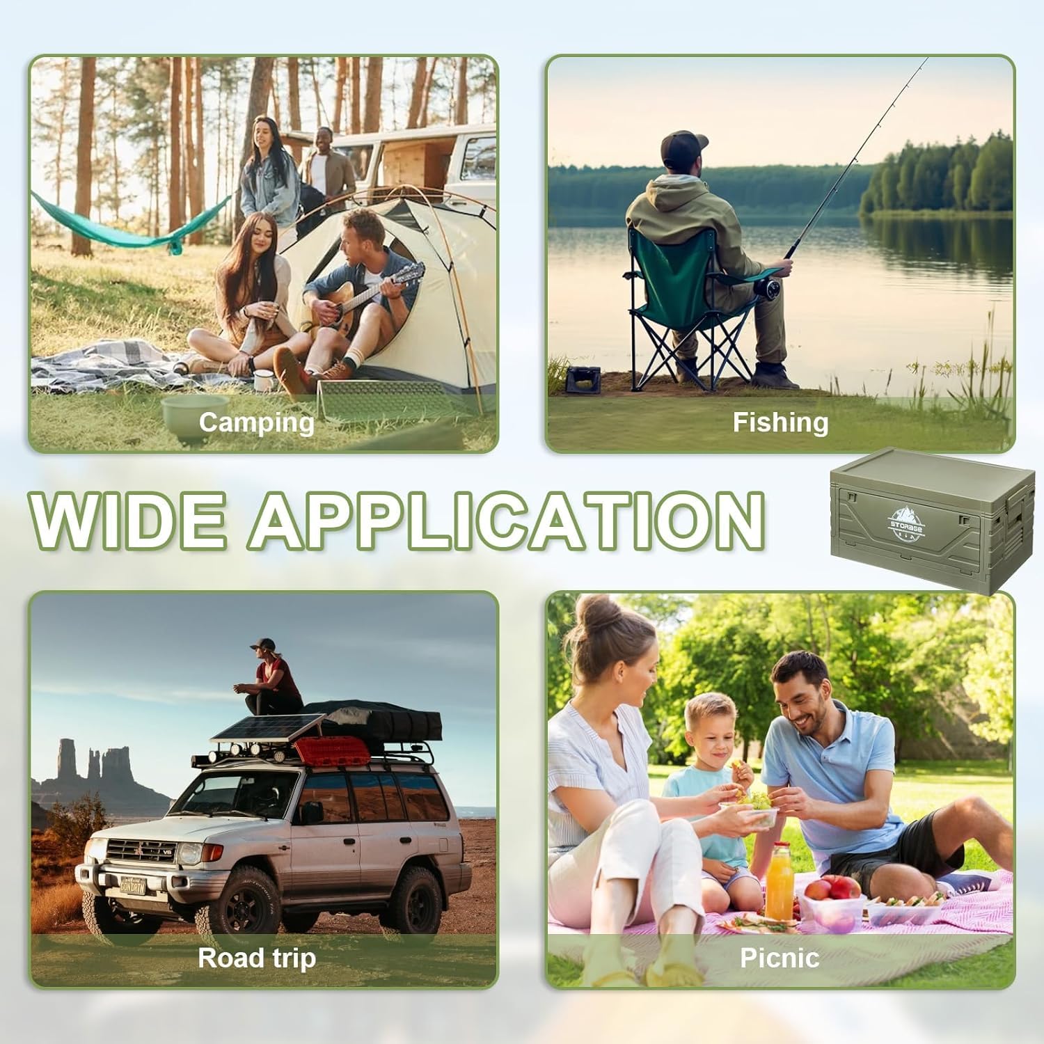 Grande boîte de rangement de camping, armoire de rangement pliable, table de rangement pliable 2 en 1, multifonctionnelle, pour fête de jardin, pique-niques, voyages en plein air, organisateur