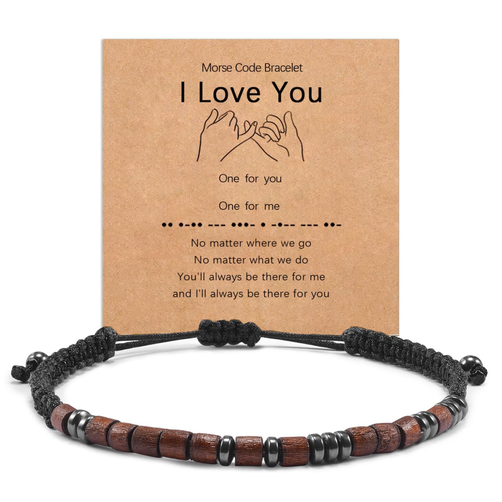 YELUWA Bracelet Je T'aime En Code Morse Pour Hommes | Cadeau Couple Amoureux Amour Pour Copain, Anniversaire Saint Valentin Noel, Pour Homme Mari Papa Fils
