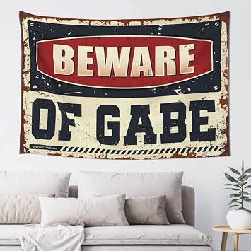 PLOWS Funny Outdoor Decor Beware Of Gabe Tapestry Cave Man Bar Outdoor Bar Accessories Decor100X150CM