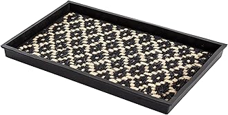 Anji Mountain AMB0BT2F-005 Rubber Boot/Shoe Tray with Coir, Fits 2 Pair (24.5" Wide), Black and Ivory Insert