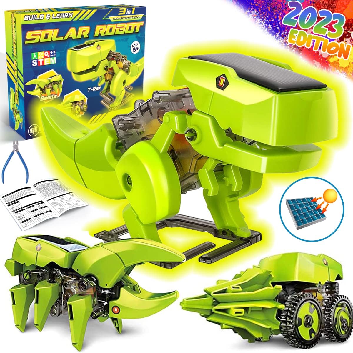 Dinosaur STEM Solar Robot Toys for Kids - 3 in 1 Building Games Educational Science Coding Engineering Kit for Boys Ages 5 6 7 8-12 STEM Toys Dinosaur Gift School Family Creative Activities