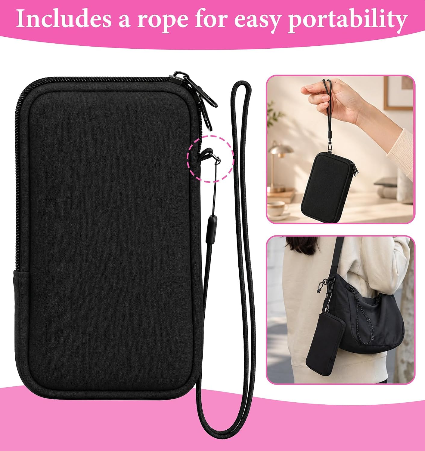 1 Pcs Tampon Holder for Purse, Period Bag Tampon Pouch for Women, Black image 3