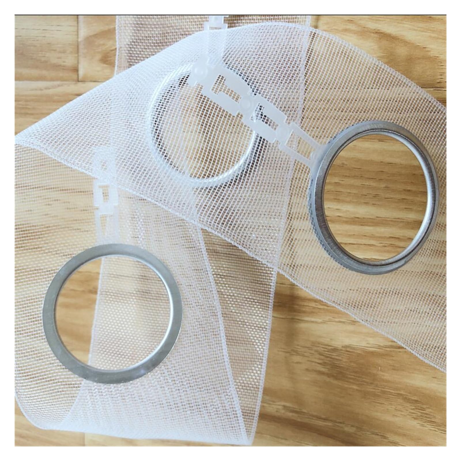 Occhielli per tende Occhiello for tende Nastro superiore Testa ad anello trasparente 5 cerchi Accessori for nastro in tessuto bianco(White,38 m)