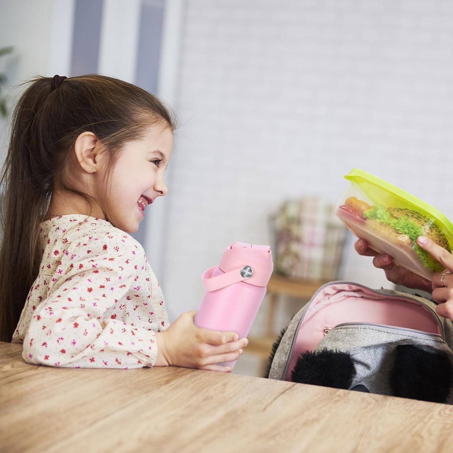Kids Water Bottle for School 12 oz,Stainless Steel Insulated Water Bottles,Pink Water Bottles for Toddler Girls Boys with Straw Lids & Handle - Image 8