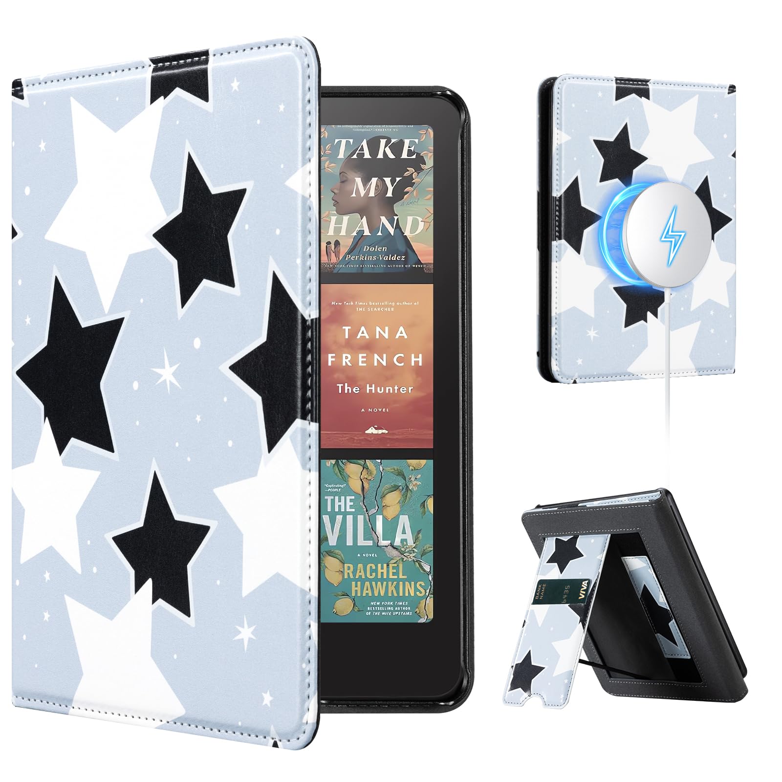 CoBak Stand Case for 7" Kindle Paperwhite 12th Gen 2024 and Kindle Colorsoft with Hand Strap - Compatible with iPhone MagSafe, for Samsung/Belkin/Anker Wireless Charging Pads, Durable, Auto Sleep Wake