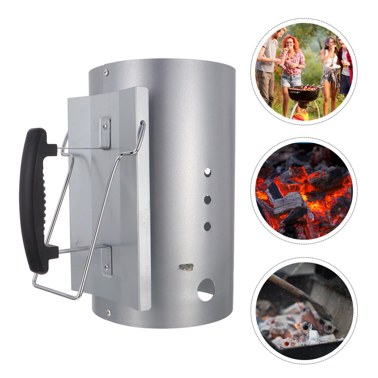 Barile Accendi Carbone in Galvanizzato Fori di Ventilazione Ampi per Barbecue Esterno, per Creare Un'atmosfera Estiva Accensione Rapida e Pratica
