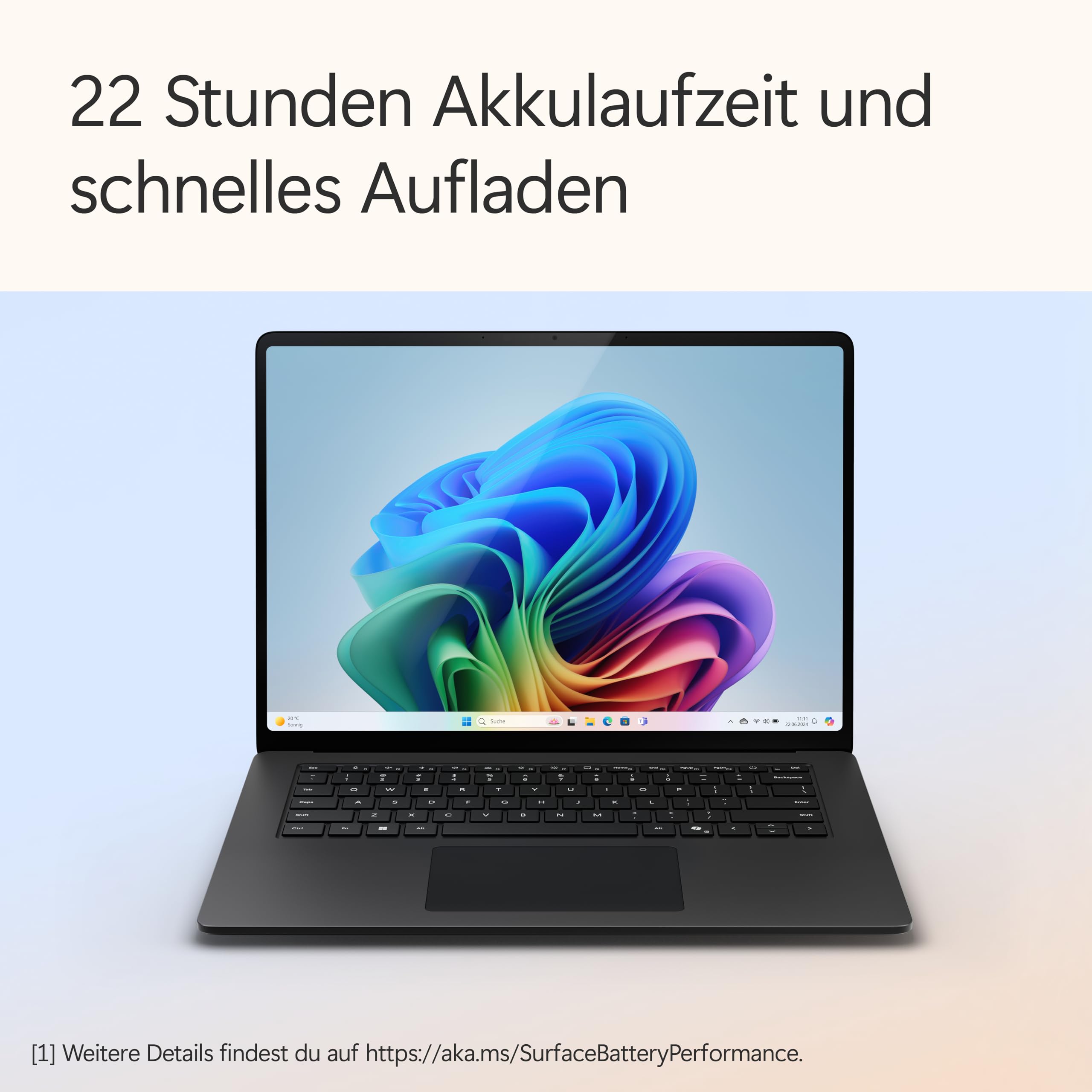 Microsoft Surface Laptop | Copilot+ PC | 15” Touchscreen | Snapdragon® X Elite (12 Kerne) | 16GB RAM | 512GB SSD | neuestes Modell, 7. Edition | Schwarz