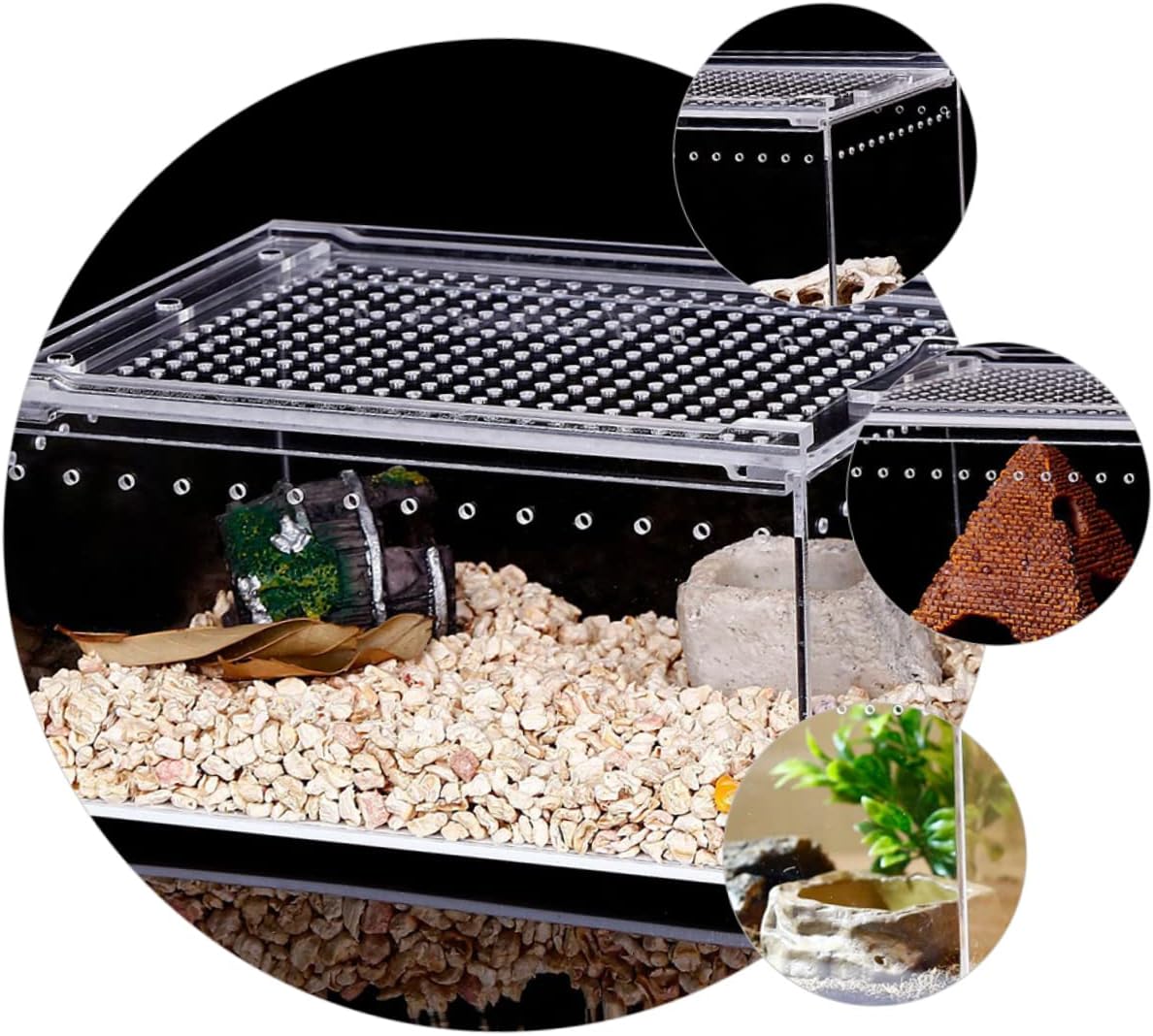 Acrylic Reptile Breeding Box Pet Habitat for Spiders Frogs Snakes and Turtles Easy Observation Fresh Air Flow