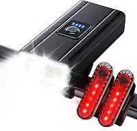 OCOMCAP Farol De Bicicleta Para Pedalar À Noite, 9000 Lúmens, Prova D'Água, Recarregável Via Usb, Função Carregador Portátil, Lanterna Traseira Dupla (Preta)