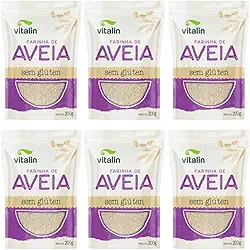 Kit 6 Pouchs de Farinha de Aveia Integral sem Glúten de 200g cada - Vitalin