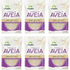 Kit 6 Pouchs de Farinha de Aveia Integral sem Glúten de 200g cada - Vitalin
