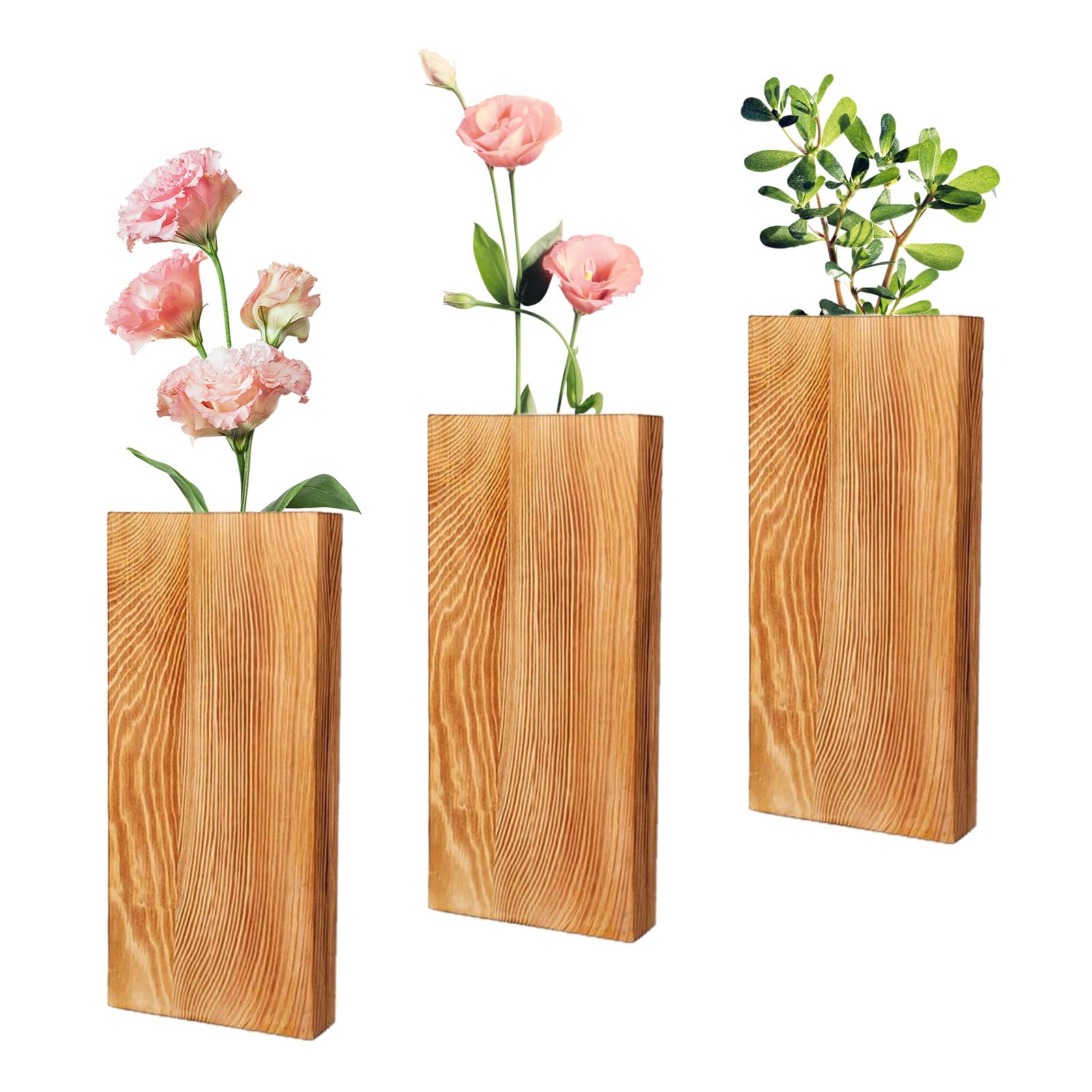 Jardinière murale en bois marron moderne pour fausses plantes et décoration suspendue