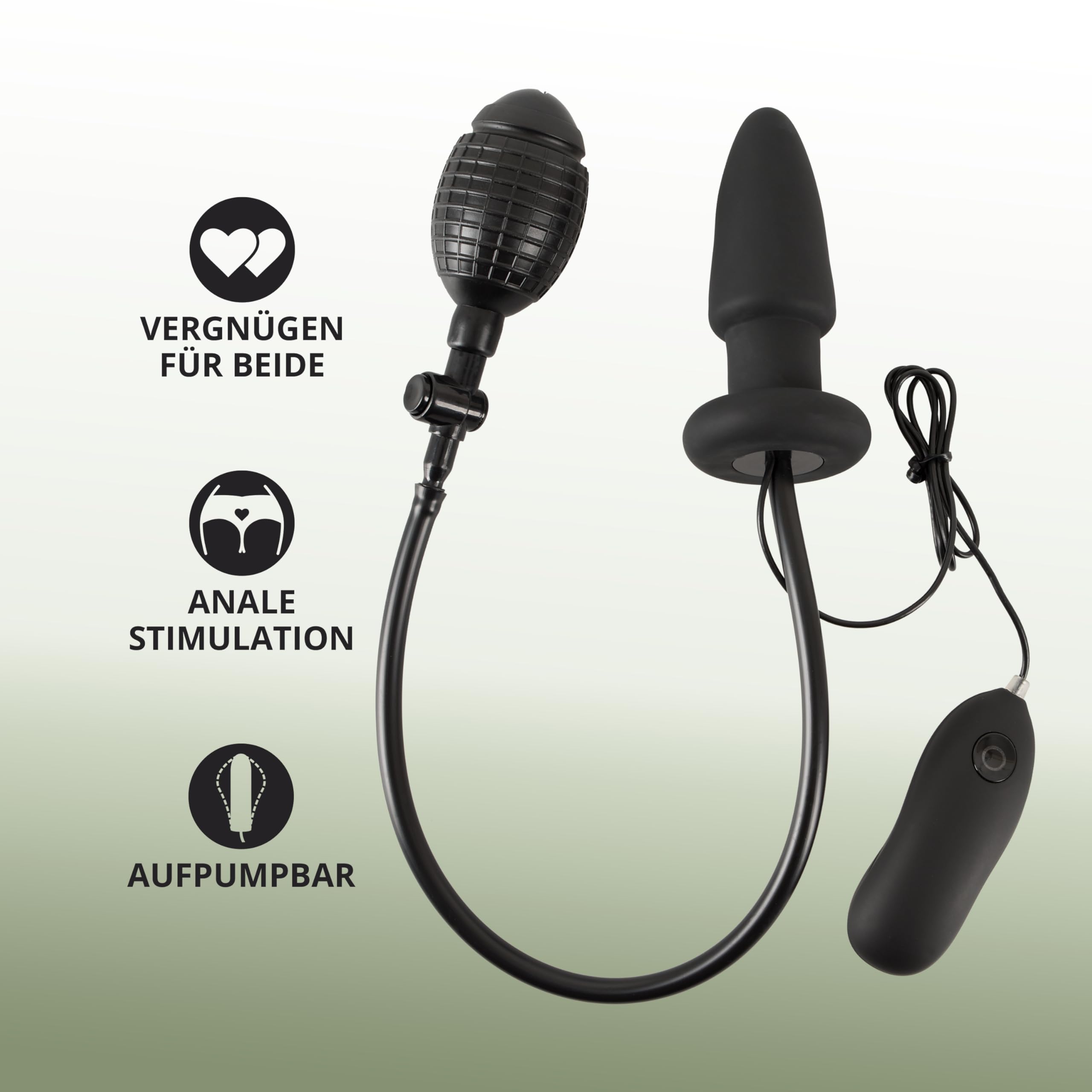 You2Toys Tapón anal vibrador inflable Negro 12,2 cm