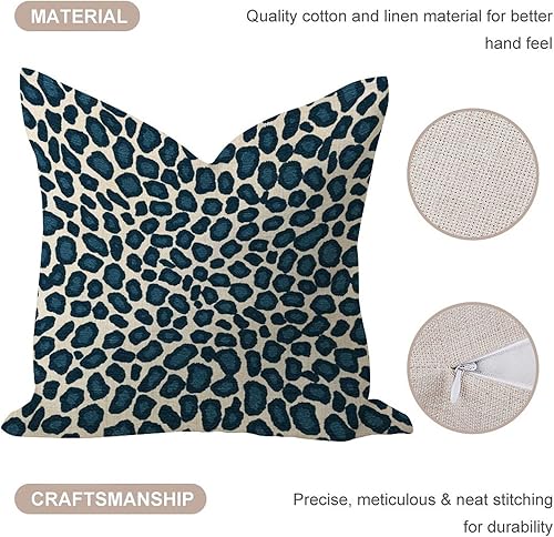 Miniatura 5 de Funda de almohada con estampado de leopardo y guepardo, 20 x 20 pulgadas, lino de arpillera, elegante, funda de almohada con manchas de animales,