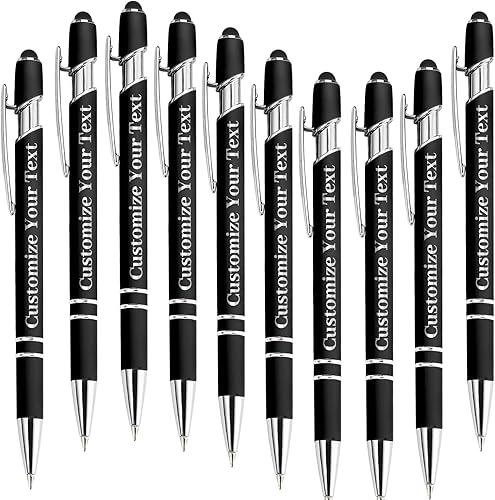 Miniatura 18 de Hasta 500 bolígrafos personalizados a granel con lápiz capacitivo grabado sin lápiz capacitivo, juego de bolígrafos con tu nombre y texto