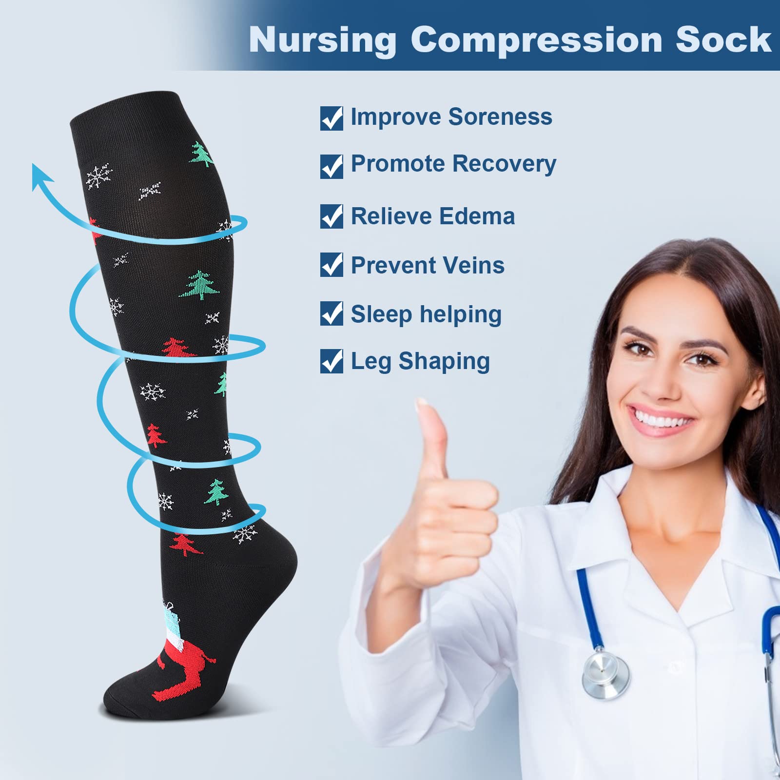 DRESHOW Calze a Compressione Graduata per Uomo E Donna Calze Elastiche Sportive per Atletica, Corsa, Viaggi Volo, Ciclismo