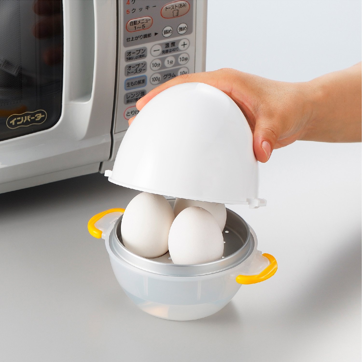 Amazon.co.jp: 曙産業 ゆでたまご器 3個用 オレンジ 日本製 電子レンジ