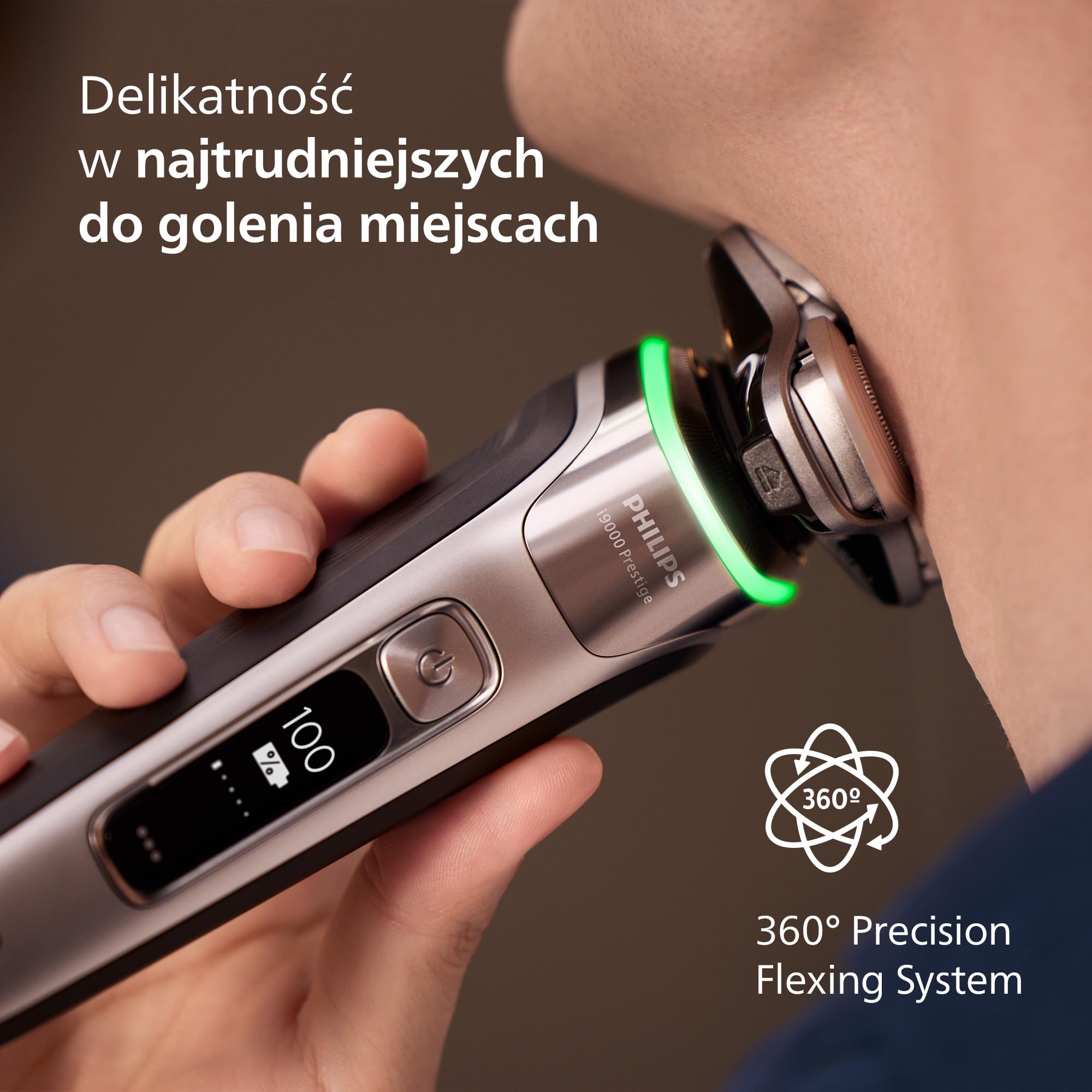 Philips Shaver i9000 Prestige, golarka elektryczna do golenia na sucho i mokro z technologią Skin IQ, System Triple Lift & Cut, podwójne, obracające się o 360º ostrza SteelPrecision, Model XP9204/10