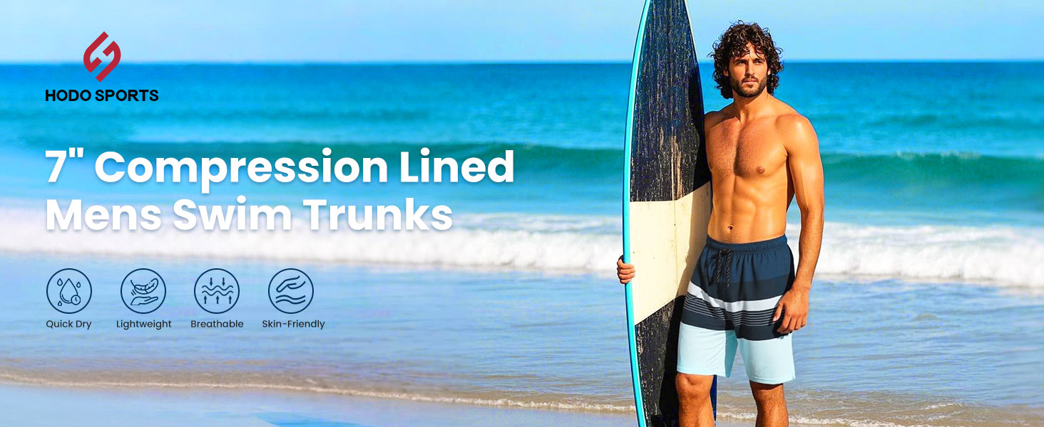 Swim Trunks For Men HODOSPORTS Men's Quick Dry Swim Trunks With Compression Liner Pockets A 217904
