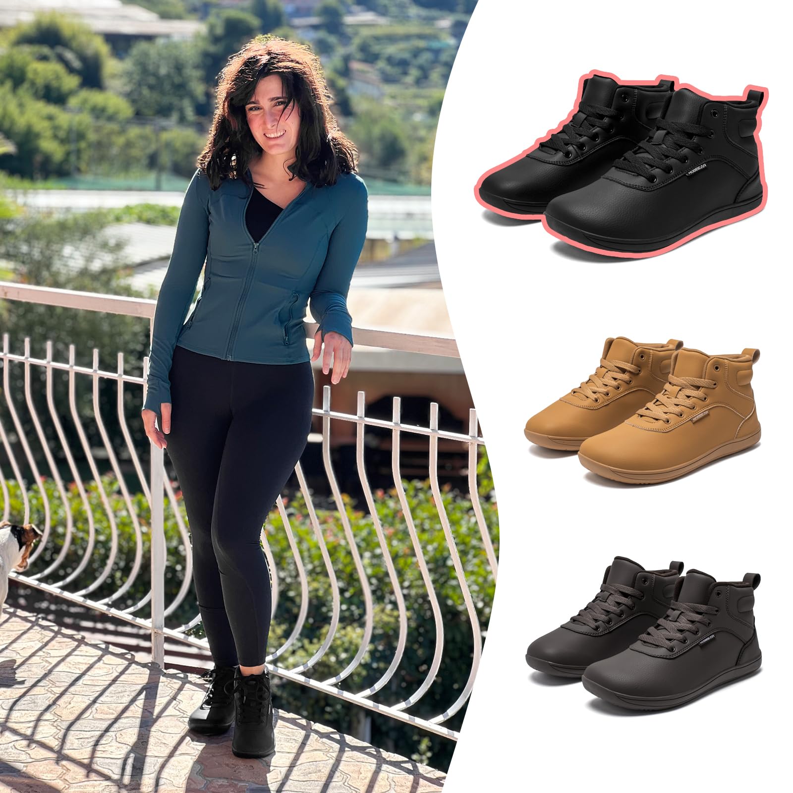 HOBIBEAR Wasserdichte Barfuß-Sneaker High-Top für Damen & Herren | Nullabsatz (Zero Drop) & Zehenfreiheit | Atmungsaktive Knöchelstiefelette