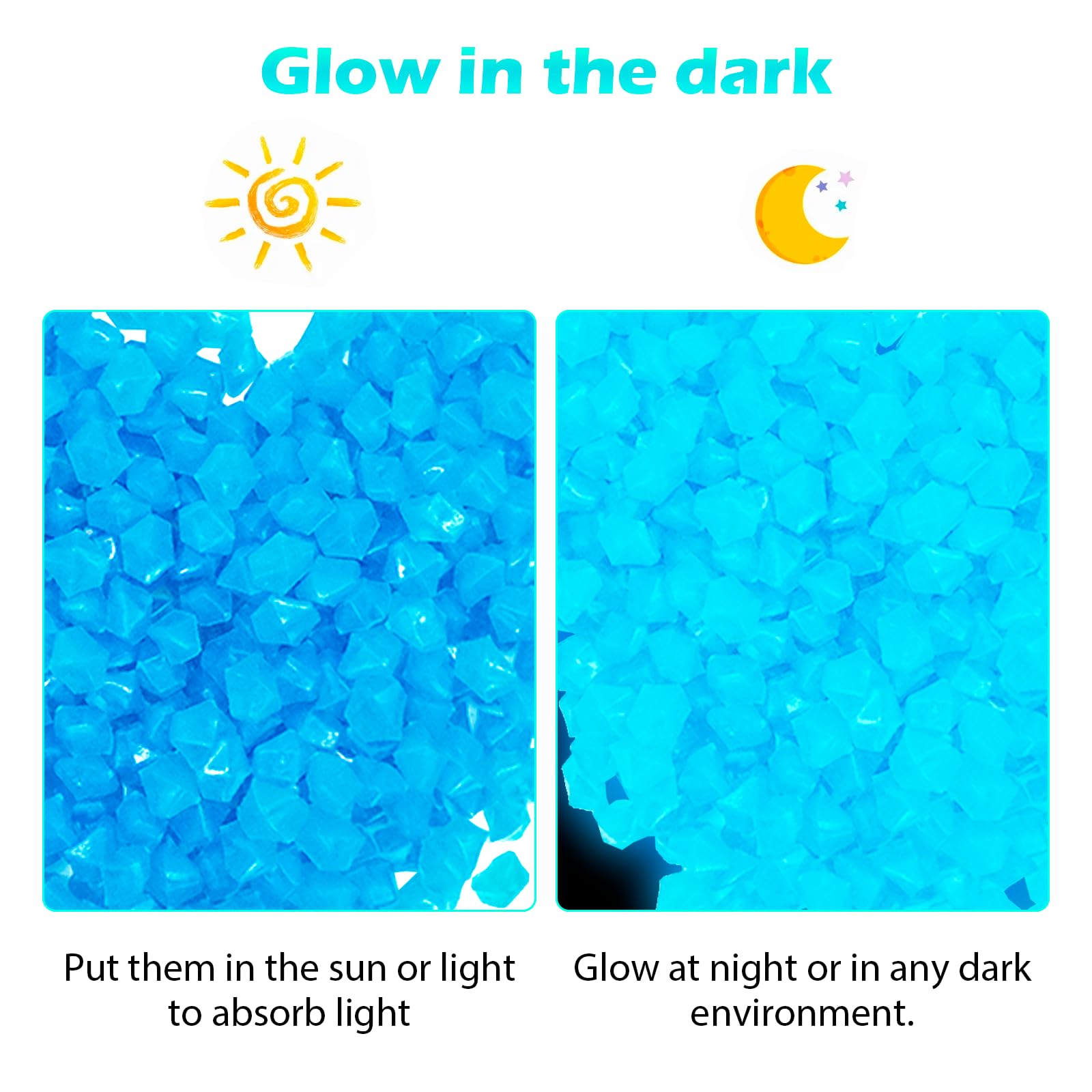Pierres Lumineuses Phosphorescentes - Lot De 450 Galets Bleus 9-13mm - Pour Jardin, Allée, Aquarium Et Décoration
