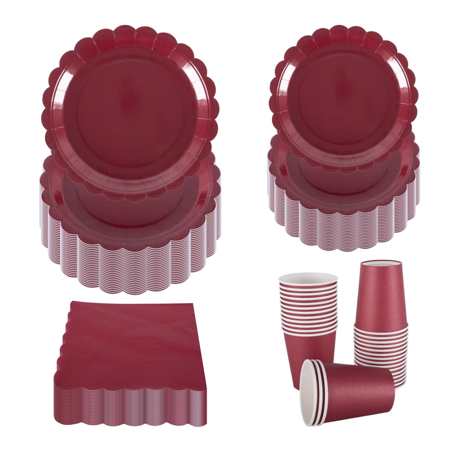 Set di stoviglie per feste per 30 ospiti, piatti di carta, tovaglioli e bicchieri da 18 cm e 23 cm, accessori per feste per compleanno, matrimonio, anniversario, Natale