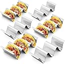RTT Stainless Steel Taco Holder Stand, Set of 6 - Stylish Rack Holds Up to 3 Tacos Each, Keeping Shells Upright - Oven, Grill and Dishwasher Safe