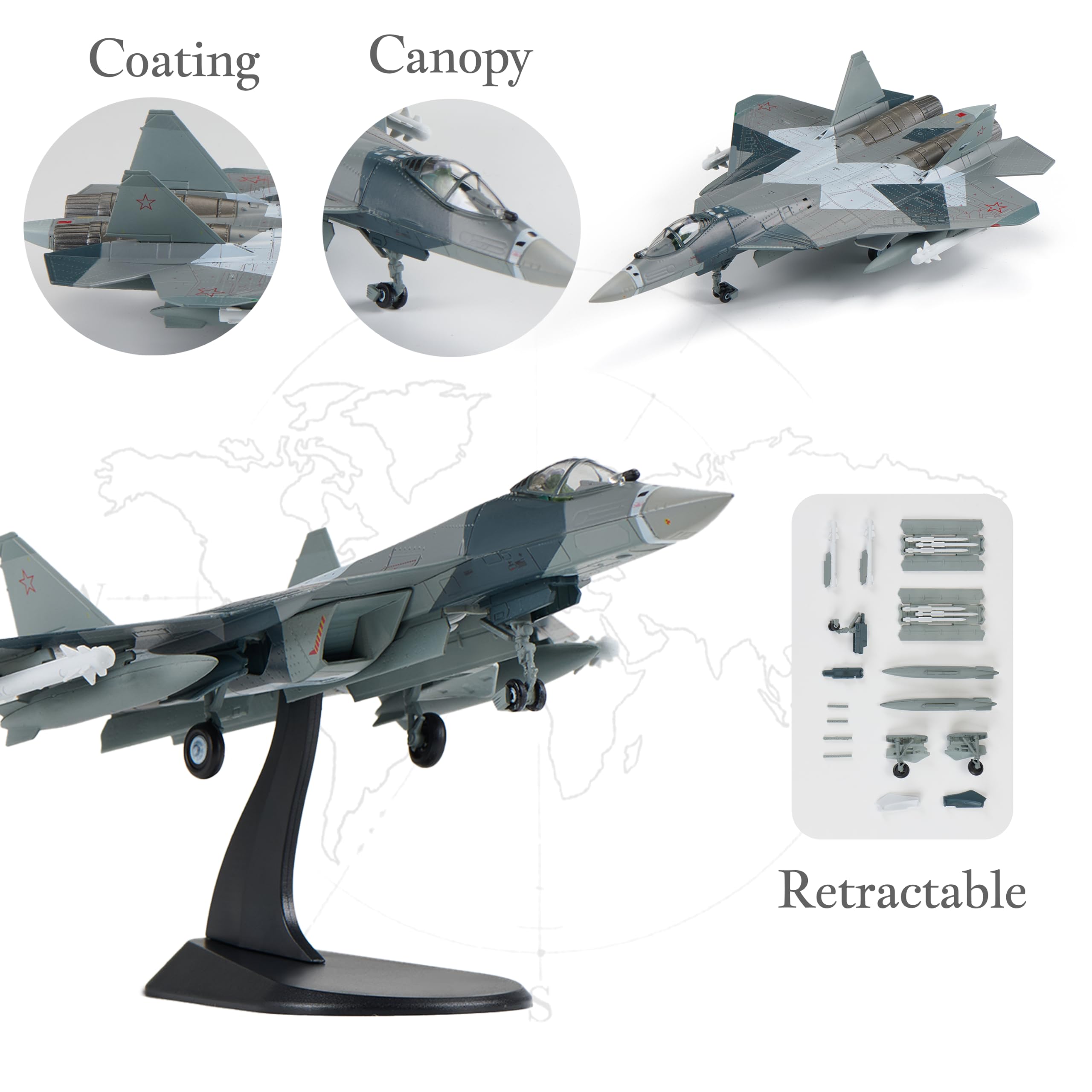 Amazon.co.jp: Udnorbay SU-57 ダイキャスト飛行機モデル-1/100