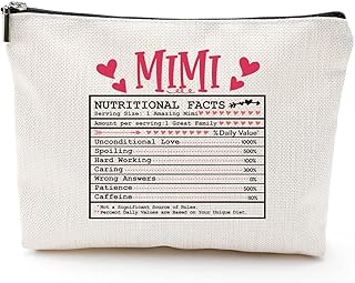 Funny Mimi Gifts Grandma Gifts for Grandma' Birthday Gifts for Mimi Elderly Gifts Grandparents Gifts from Granddaughter Grandson Mothers’ Day Makeup Bag Gifts-Mimi Nutritional Fact