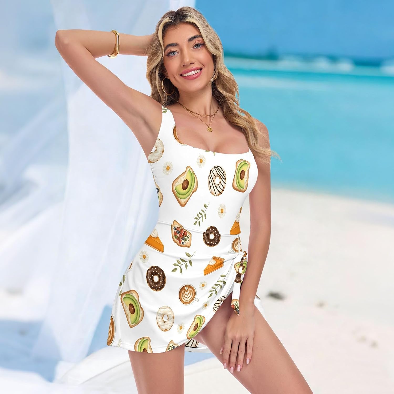 Dessert Avocado Women's One Piece Swimsuits Tummy Control Bathing Suits S A23014348
