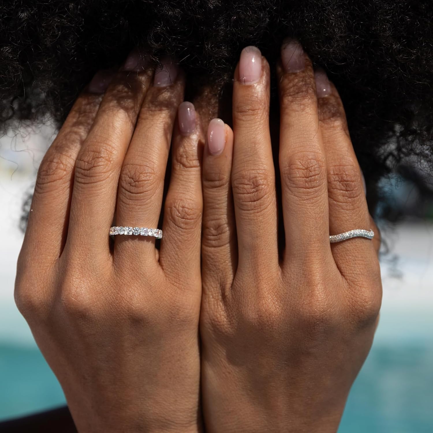 STORYJEWELLERY Sterling Silver Rings, Silver Wedding Band for Women, Curved Wedding Bands for Women, Chunky Rings, Cubic Zirconia Ring, Gifts for Her - Image 5